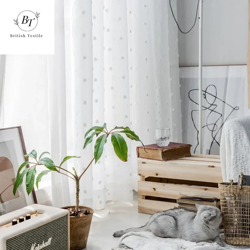 Modern Curtains for Living Dining Room Bedroom Three-dimensional Window Screen Nordic Simple White Wave Point Tulle - Image 3