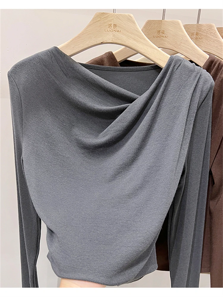 Autumn Women T Shirt Girls T-Shirt Woman Clothes Tops Cotton Slim Tshirt Female Long Sleeve Crop Top Y2k Spring Tee Sexy White - Image 4