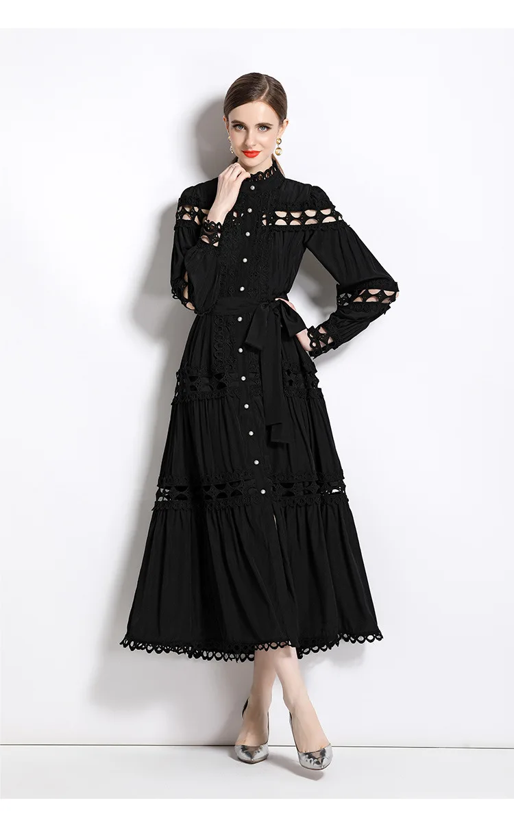 Plus Size Dresses Women's Clothing Summer Dress 2025 Elegant Lace Patchwork Hollow Out White Wedding Guest Beach Sundress - Image 7