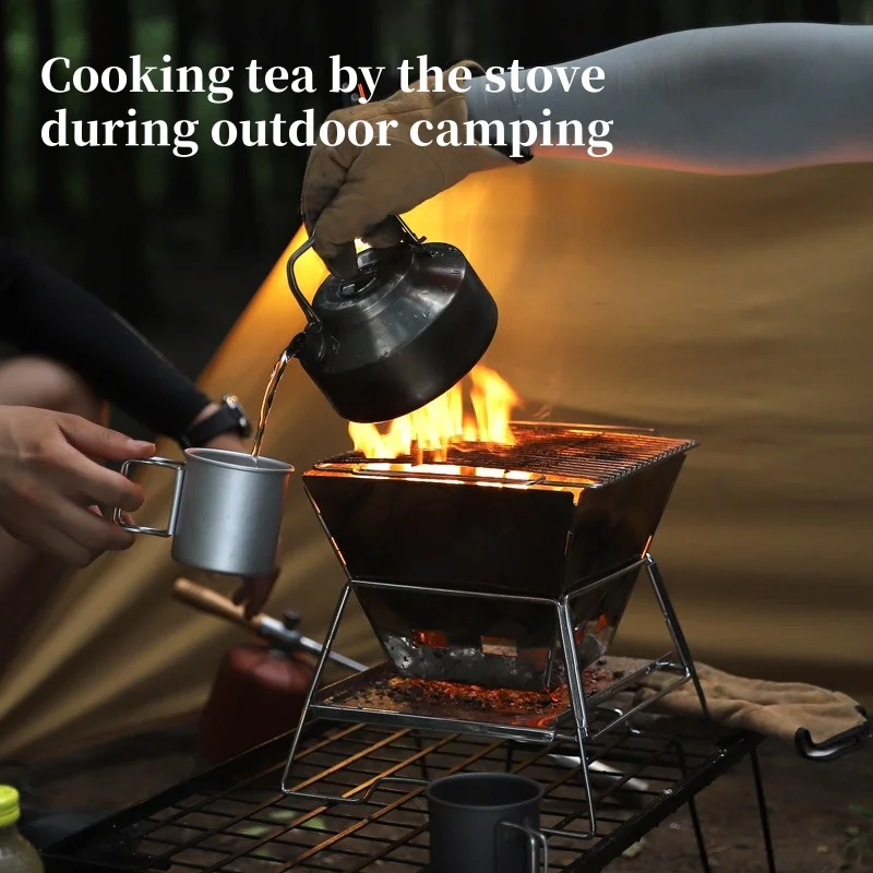 Camping Fire Table Charcoal Barbecue Grill Outdoor Picnic Bonfire Outdoor Portable Folding Barbecue Stove Fire Pit Camping Stove - Image 6