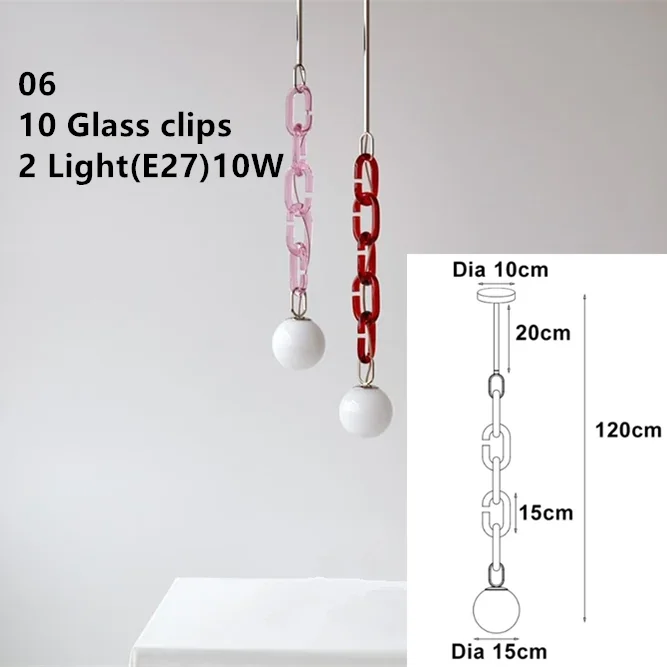Cerine Chandelier Creative Chain Chandelier design colorful Glass chandelier Living Room Bedroom Home dining room lighting - Image 11