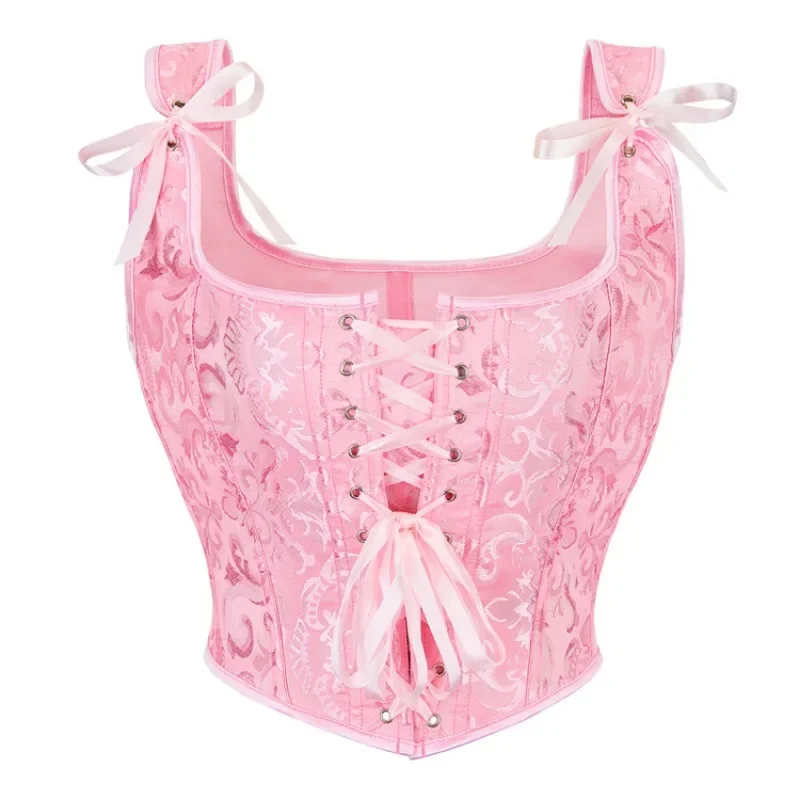 Vintage Jacquard Overbust Corset Women Crop Top Sexy Bustier Vest Tank Plus Size Gothic Brocade Victorian Corselet - Image 6