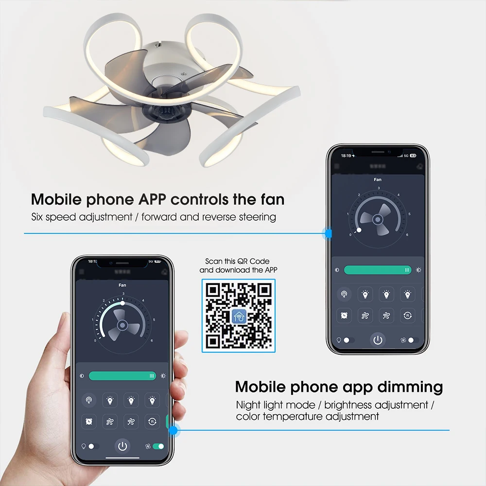 IRALAN Ceiling Fans with Lights Low Profile Ceiling Fan with Light and Remote LED Bladeless Stepless Dimmable for Bedroom - Image 6