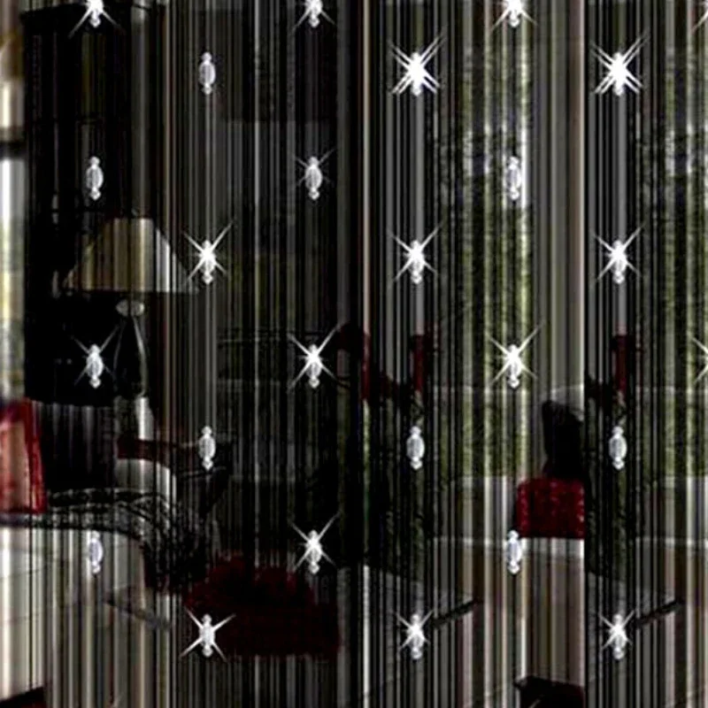 Black Window Curtain 3 Bead Curtain Crystal Divider Decorative String Modern Curtains For Door Window Room Hot Sale N29