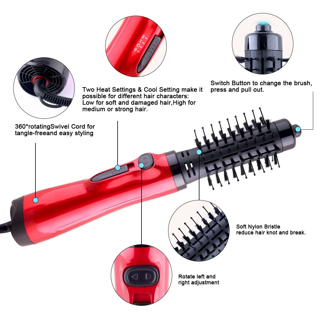 Hair dryer brush three in one hot air rotating brush, used for straightening and shaping curly hair, hair salon styling tool - Image 2