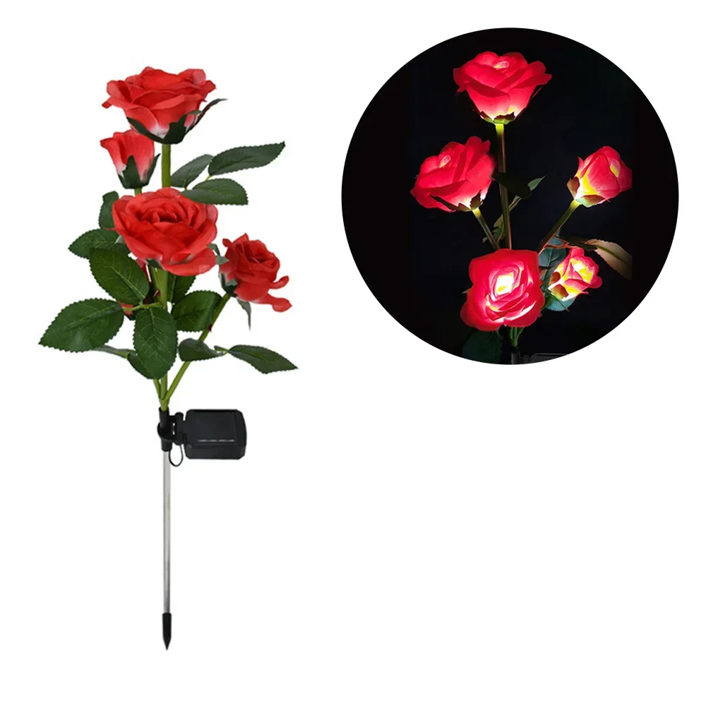 5 Head LED Solar Simulation Rose Flower Solar LED Light Garden Yard Lawn Night Lamp Landscape Garden Home Decoration Flowers - Image 7