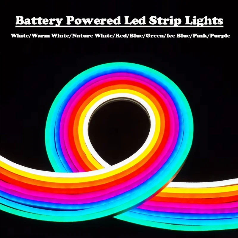 Battery Powered Neon Led Strip Lights, Flexibele LED Lights for Bedroom Battery Operated Neon Rope Lights Lights Led Lights - Image 2