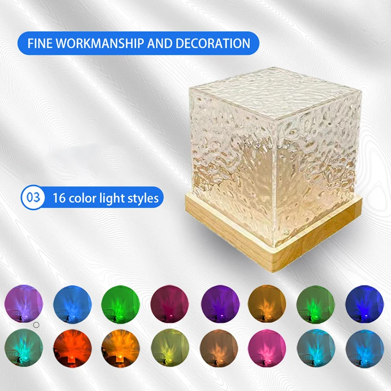 Ocean Wave Night Light Galaxy Projector Usb RGB Led Lights 3D Crystal Night Lights For Bedroom Desk Dynamic Rotating Light - Image 2