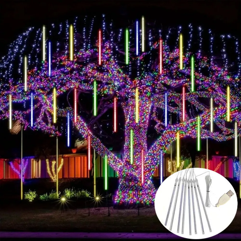 30/50cm USB LED Meteor Shower Lights Falling Rain Drop Fairy String Light for Christmas Party Garden Holiday Decorations - Image 8