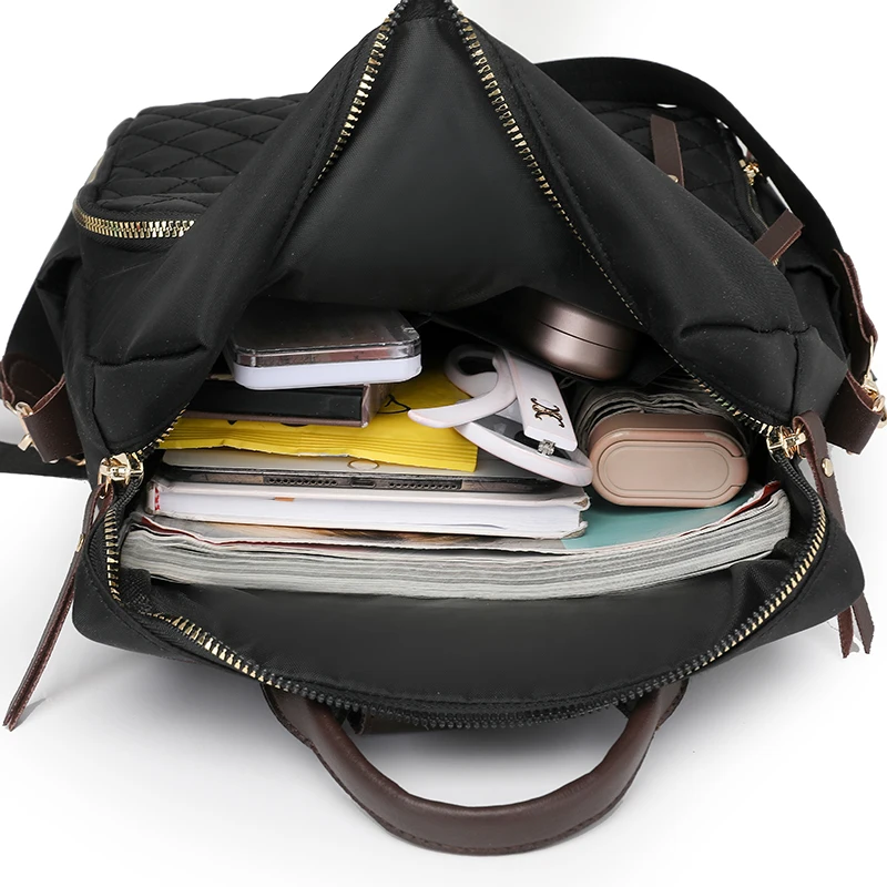 Fashion Plaid Daypack Women Waterproof Nylon Backpack Purse Ladies Large Capacity Book Bag Outdoor Travel Weekend Schoolbags - Image 6