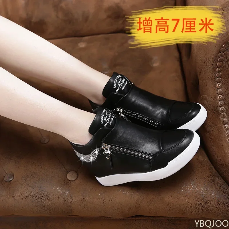 Women Casual Platform High Heels Sneakers Spring Autumn Increase Vulcanize Shoes Woman Fashion PU Leather Chunky Sports Shoes - Image 3