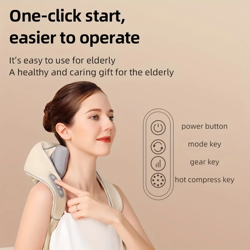Shoulder and neck massager, capable of deep hot compress, finger pressure wireless massage shawl, electric kneading massager - Image 2