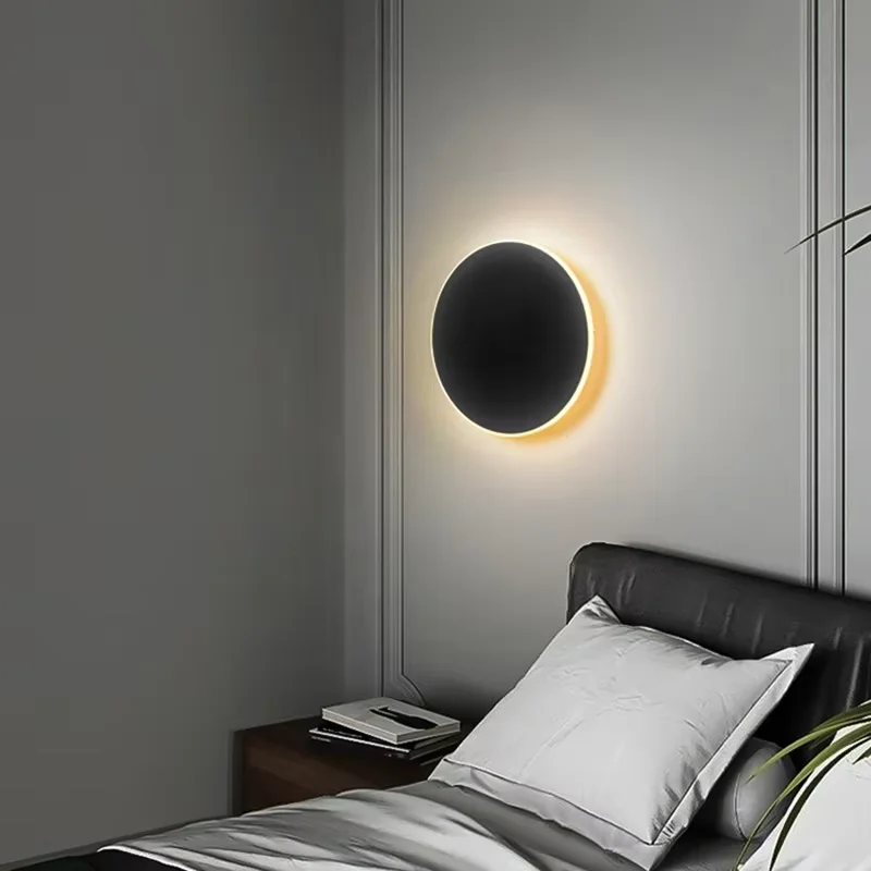 Lndoor Round Wall Lamp/Modern Minimalist Style Bedroom Bedside Table Staircase Porch/LED Light Source Human Body Touch Sensor - Image 2