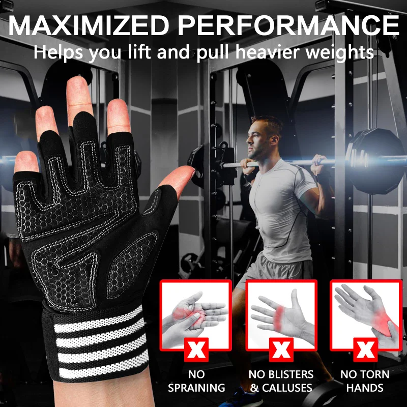 Weight Lifting Gloves Men Women Half Finger Gel Full Palm Protection Gym Glove Fitness Workout with Wrist Support Drop Shipping - Image 4