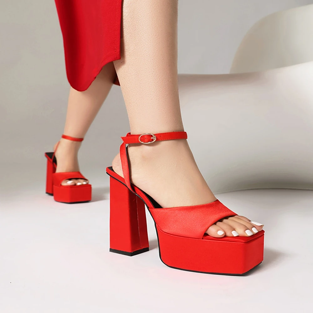 Women Sandals Summer Fashion Square Heel Thick Bottom Fish Mouth Party Dress Bridal Shoes Sexy Open Toed Office Workwear 339-3 - Image 7