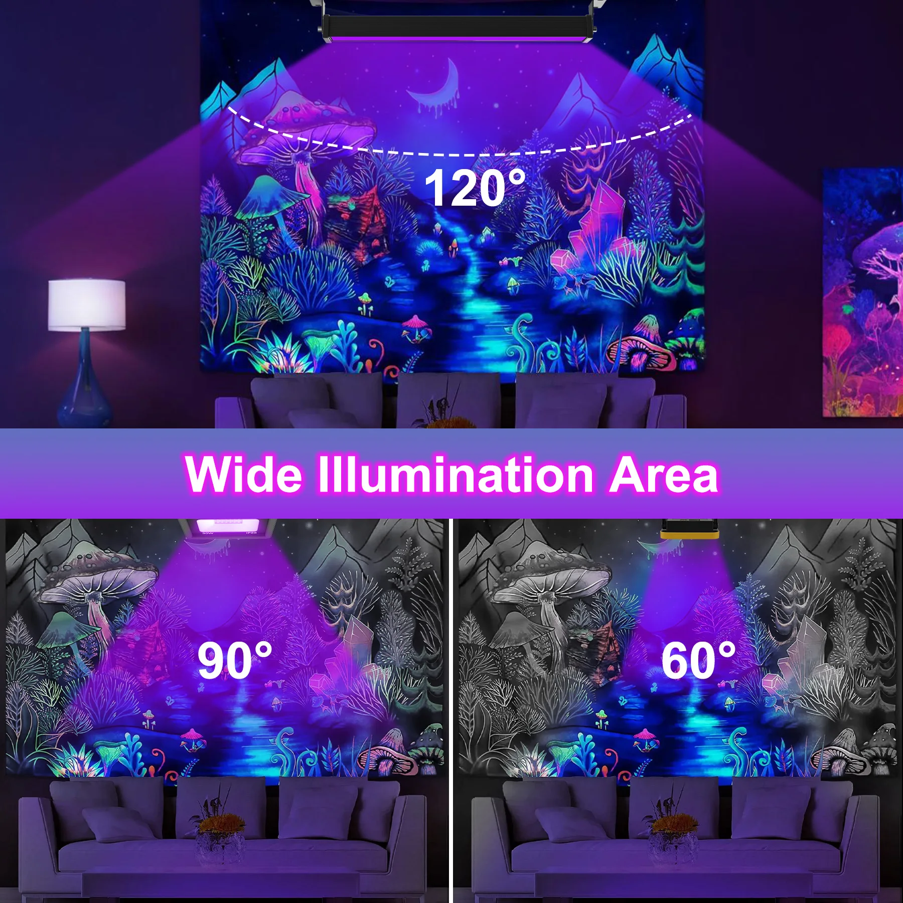 1/2 Pcs 60LEDS 400-405NM Led UV Floodlight Ultraviolet Stage Lamp LED Stage Blacklight Waterproof Disco Party Stage Backlight - Image 4