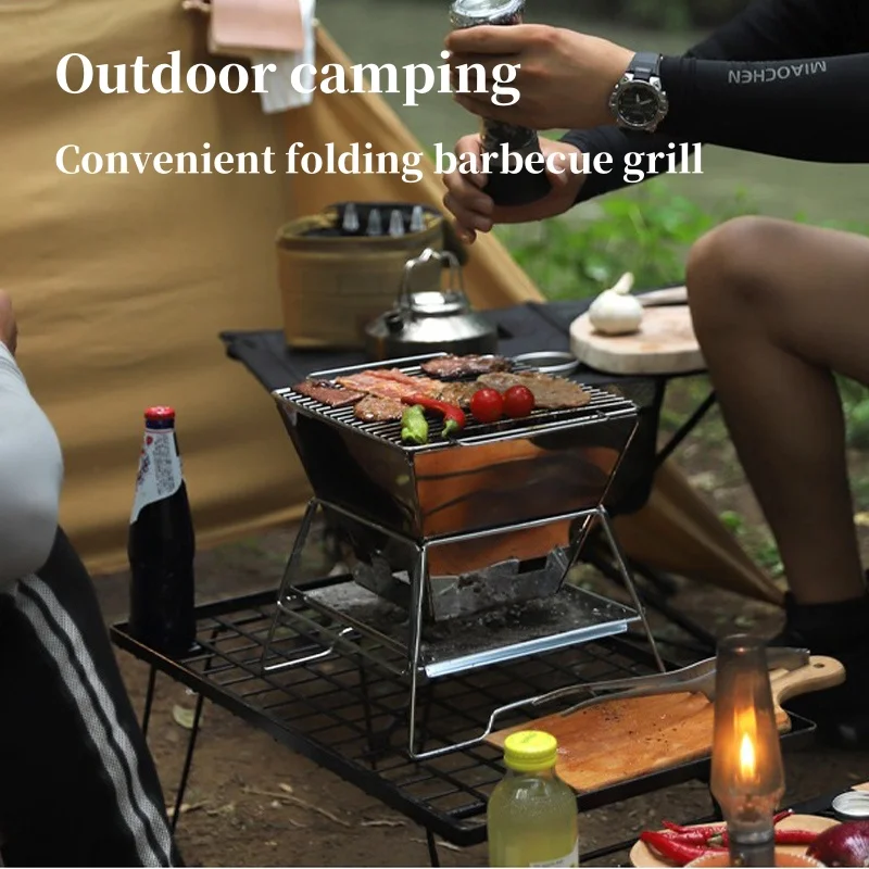 Camping Fire Table Charcoal Barbecue Grill Outdoor Picnic Bonfire Outdoor Portable Folding Barbecue Stove Fire Pit Camping Stove - Image 2
