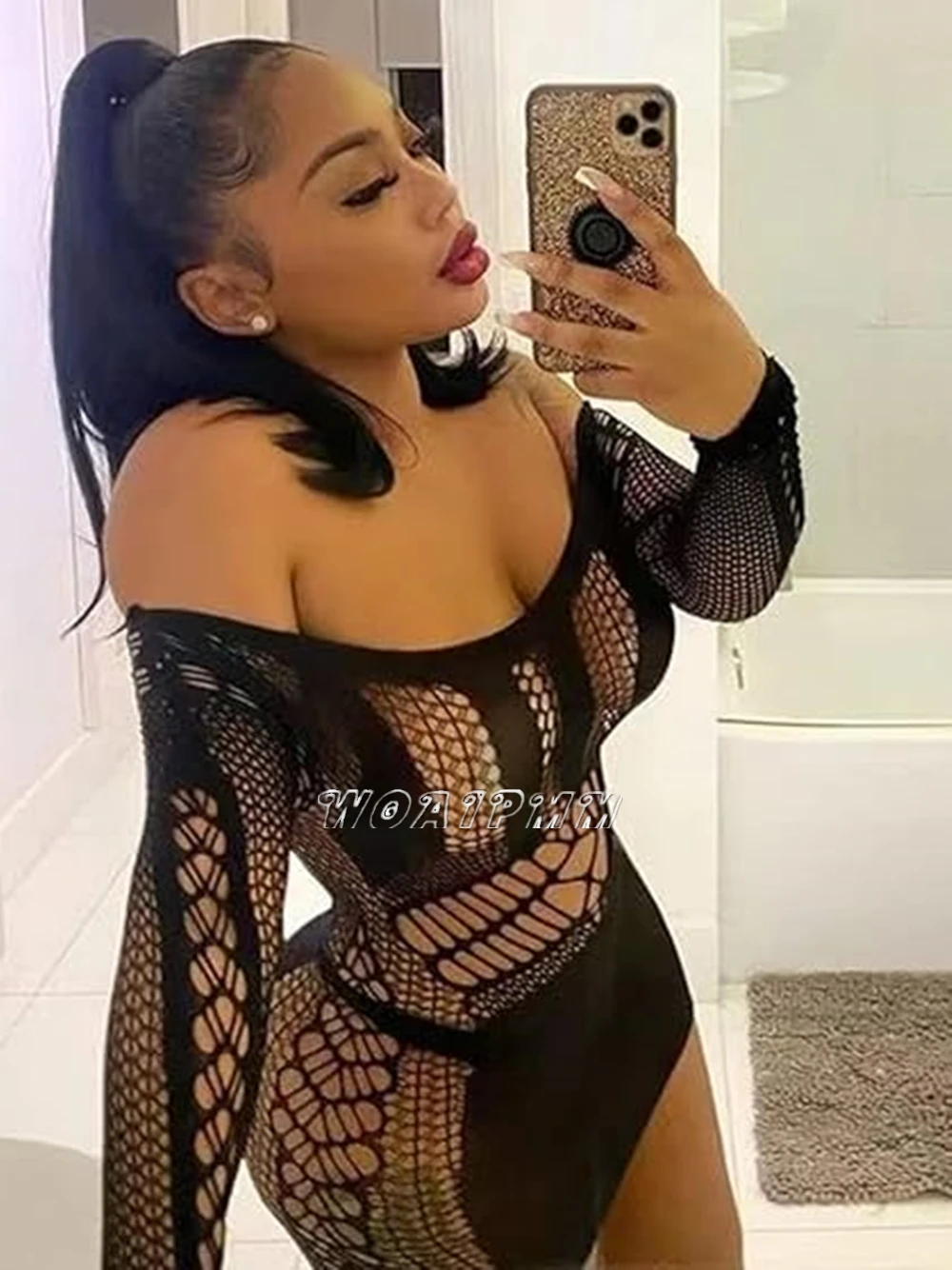 Sexy Fishnet Mini Dress Short Skirt Club Ladies 2024 Summer Bodycon Dress Evening Party Tight Mini Women Dress Lingeries
