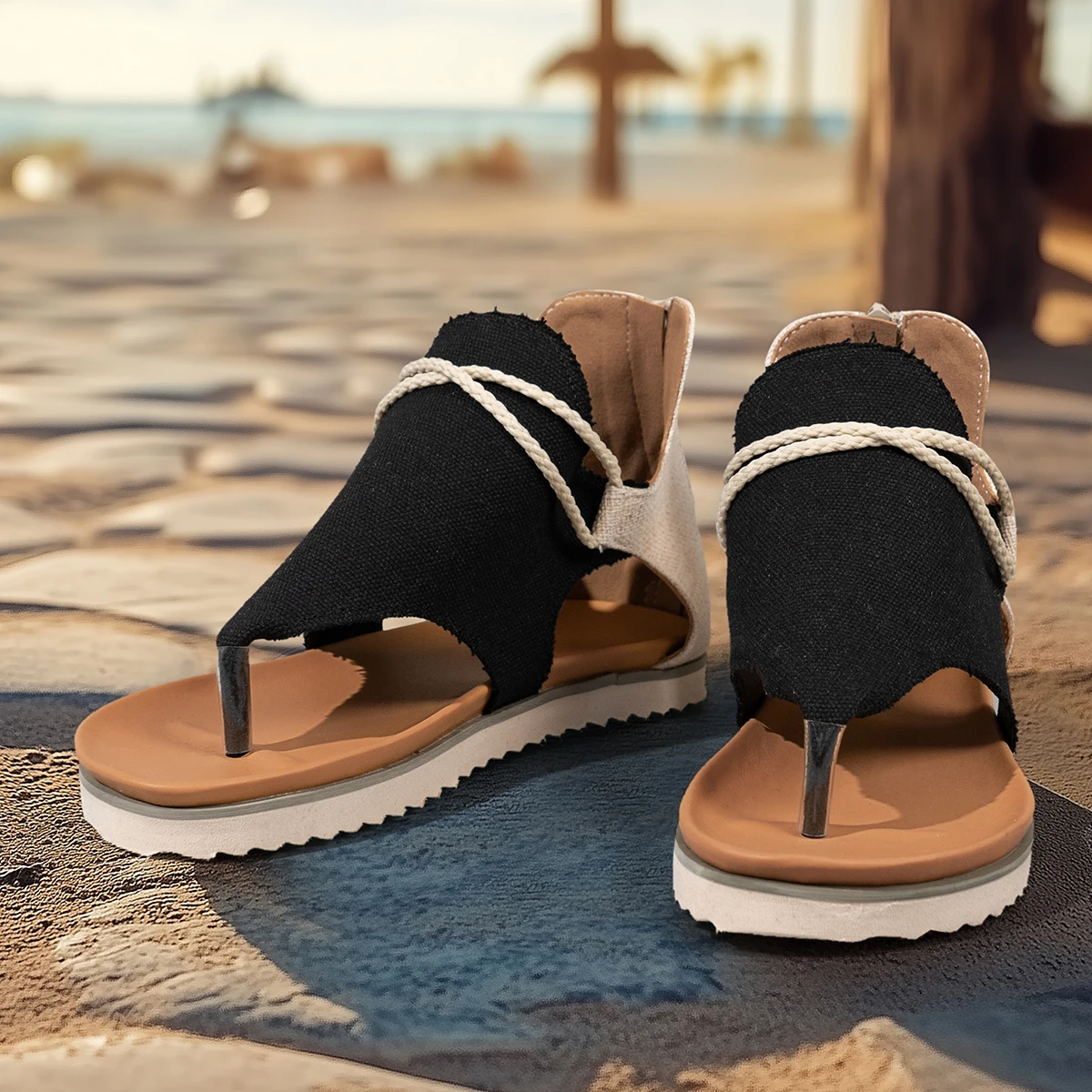 Women's Summer Sandals Outdoor Wear Slippers Platform New Euro-American Style Anti-Slip Flat Bottom Clip Toe Gladiator Female - Image 6