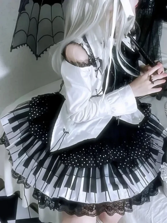 Harajuku Black White Grunge Skirts Women Y2k Aesthetic High Waist Cake Mini Streetwear Lace Patchwork Vintage Kawaii Mini Jupe