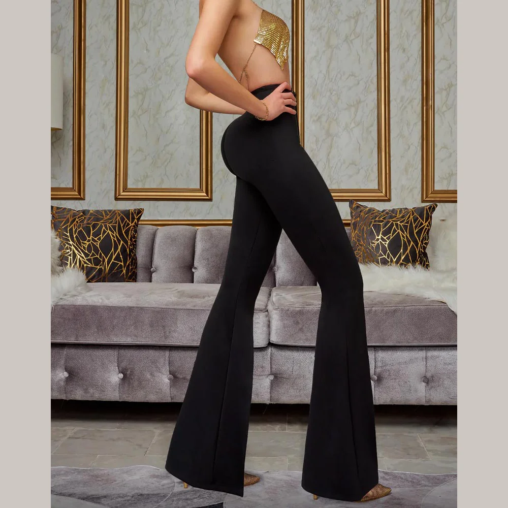 Women New Y2k Flare Pants Sexy Strechy Trousers Push Up High Waist Black Pants Elegant Fashion Style Spring Autumn Clothing S-XL - Image 3