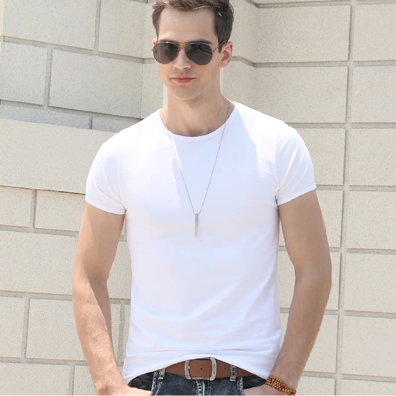 Summer Tops for Men Stretch Half-Sleeve Solid T-Shirt Breathable Round Neck Soldier Green Army  Comfortable and Stylish T-Shirt - Image 10