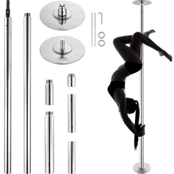 Sihao Dancing Pole Spinning Static Dancing Pole Kit Removable Pole 45mm Heavy-Duty Stainless Steel Pole for Exercise Home Club