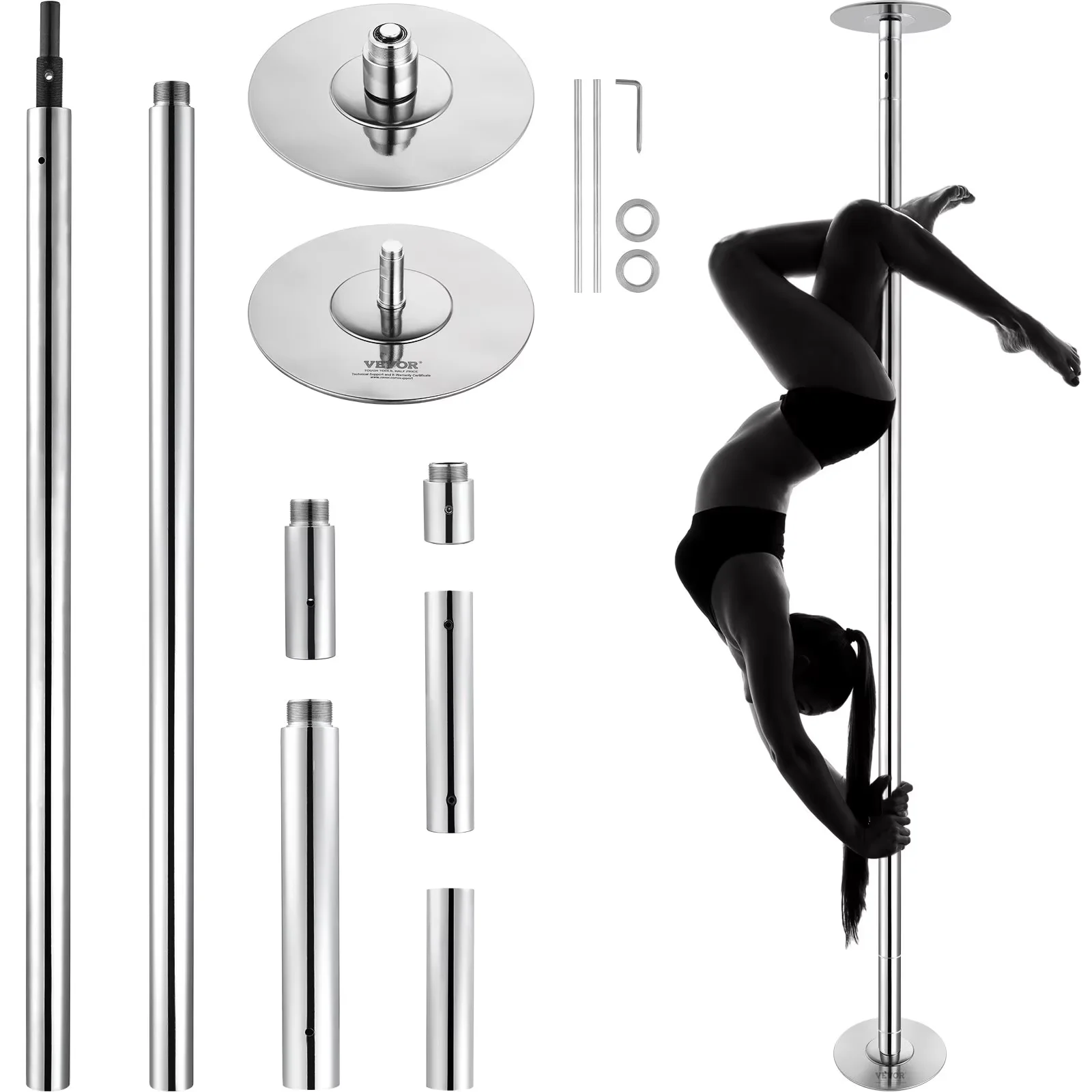 Sihao Dancing Pole Spinning Static Dancing Pole Kit Removable Pole 45mm Heavy-Duty Stainless Steel Pole for Exercise Home Club