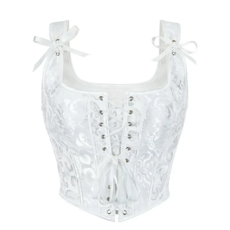 Vintage Jacquard Overbust Corset Women Crop Top Sexy Bustier Vest Tank Plus Size Gothic Brocade Victorian Corselet - Image 2