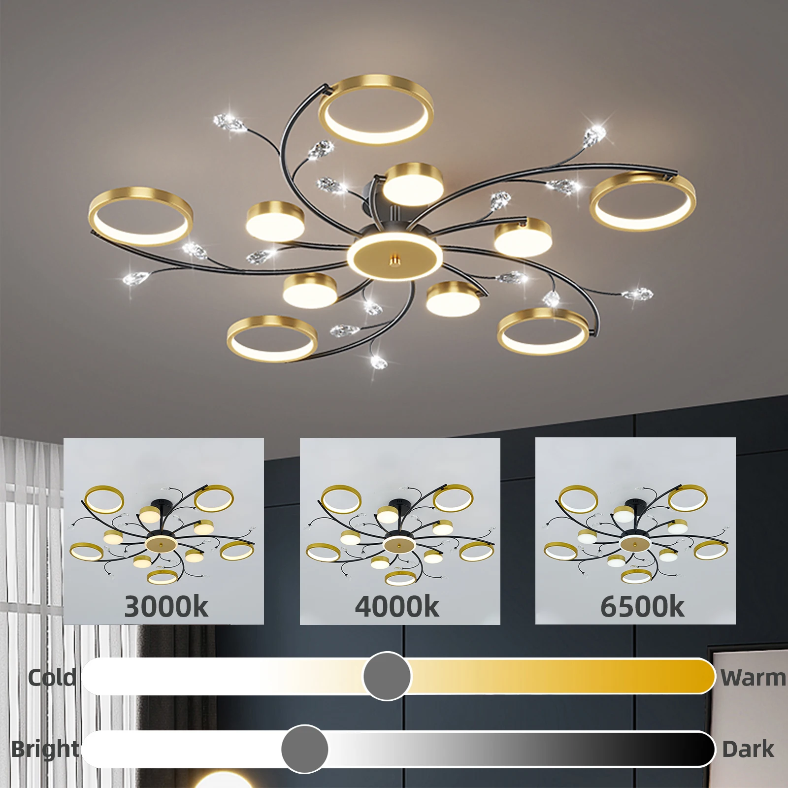 Nordic Ceiling Lamp with Remote Control Ceiling Pendant Lamp Dimming LED Decoration Living Room Bedroom Home Decor Lamps - Image 4