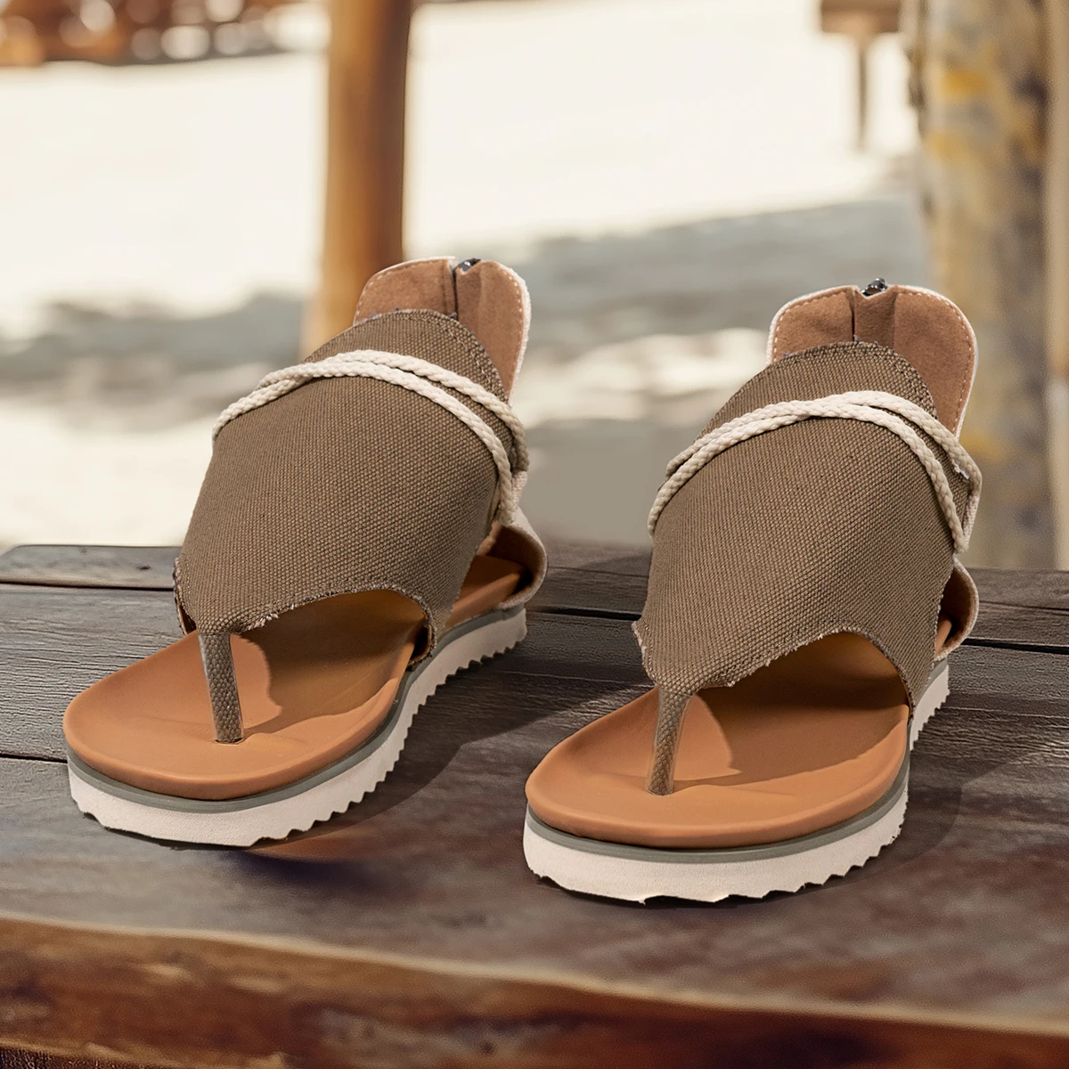 Women's Summer Sandals Outdoor Wear Slippers Platform New Euro-American Style Anti-Slip Flat Bottom Clip Toe Gladiator Female - Image 5