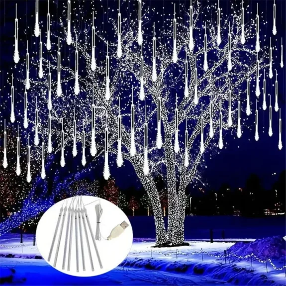 30/50cm USB LED Meteor Shower Lights Falling Rain Drop Fairy String Light for Christmas Party Garden Holiday Decorations