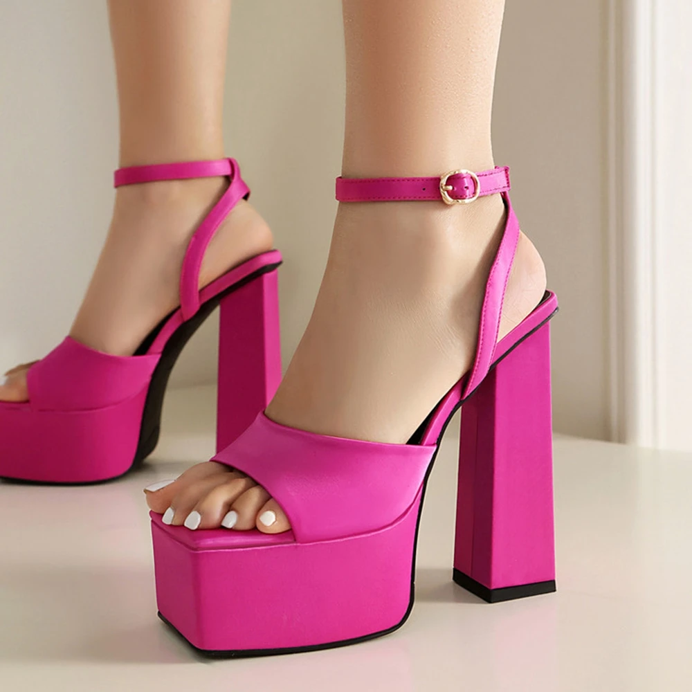 Women Sandals Summer Fashion Square Heel Thick Bottom Fish Mouth Party Dress Bridal Shoes Sexy Open Toed Office Workwear 339-3 - Image 6