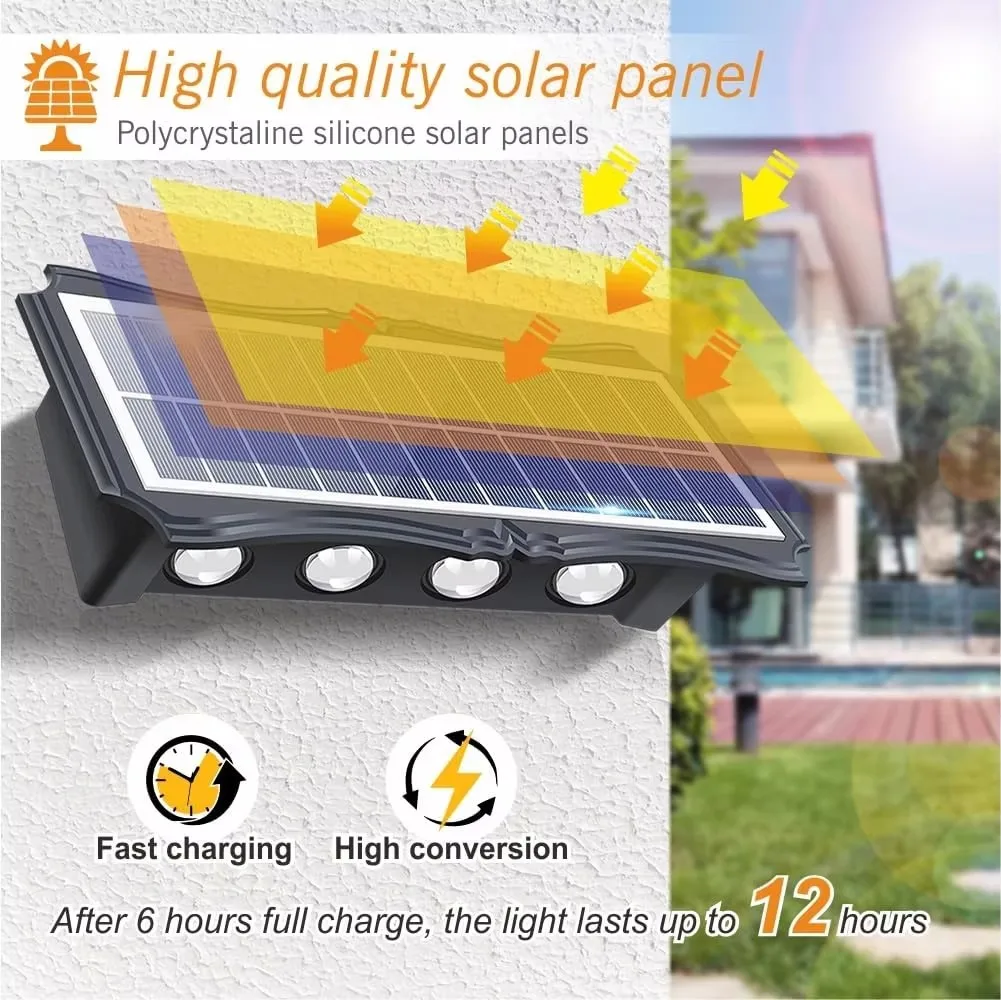 Solar Wall Lamp Outdoor Solar LED Light Waterproof Up And Down Luminous Lighting Balcony Yard Garden Decoration Lights - Image 4