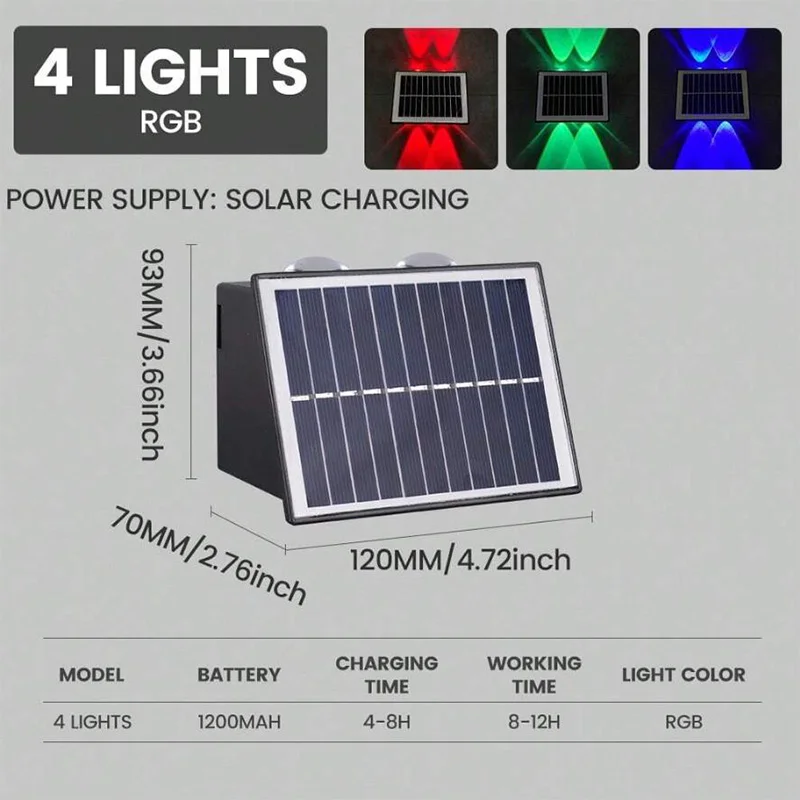 Solar Wall Lamp Outdoor Solar LED Light Waterproof Up And Down Luminous Lighting Balcony Yard Garden Decoration Lights - Image 12