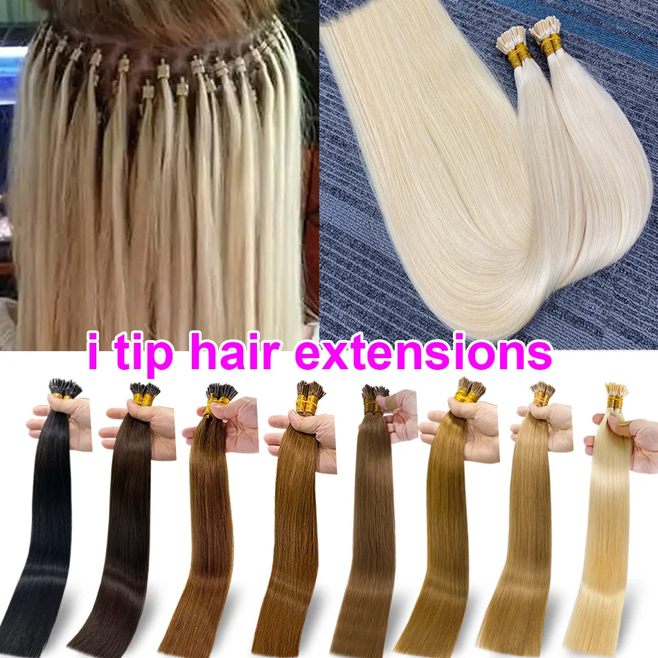 Raw Virgin Keratin Itip Hair Extensiones De Cabello 100% humano Remy Russian Remy Straight I Tip Natural Human Hair Extensions - Image 5