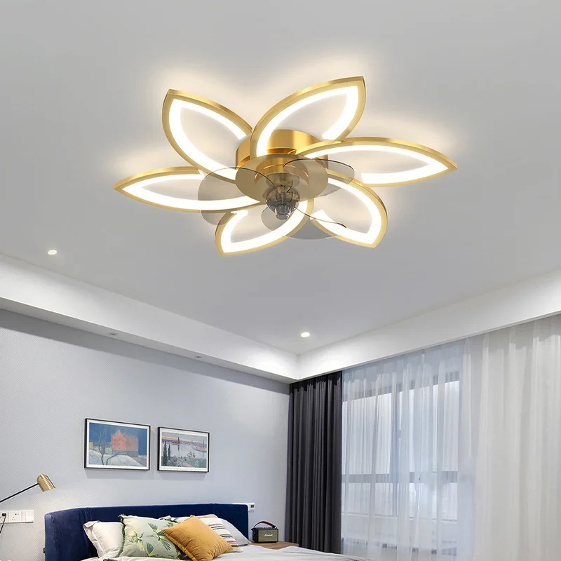 Petals LED Ceiling Lamp Ceiling Fans With Light Bedroom Dining Table Fan Lamp Ventilator Remote Control 220V Black Light Fixture - Image 5