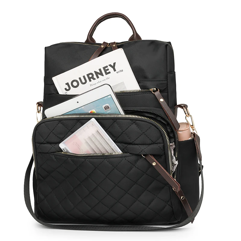 Fashion Plaid Daypack Women Waterproof Nylon Backpack Purse Ladies Large Capacity Book Bag Outdoor Travel Weekend Schoolbags - Image 5