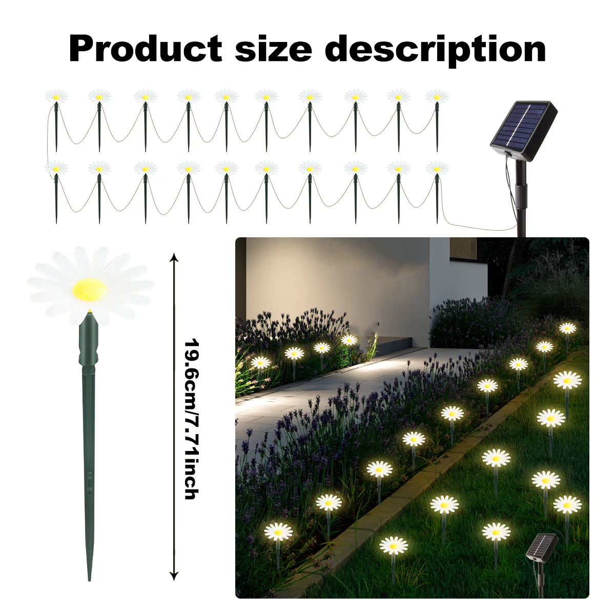 5M 20LEDS Solar LED Lawn Pathway Lights Outdoor Waterproof Pilot Lighting Decoration for Garden Yards Camping Parties Holiday - Image 7