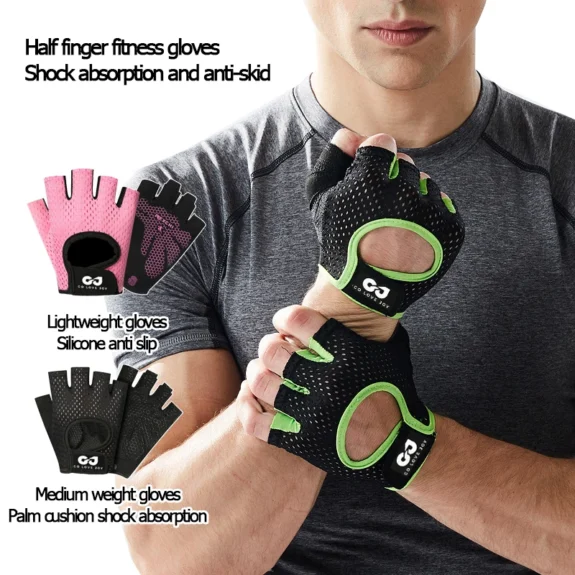 1Pair Gym Gloves Fitness Weight Lifting Gloves Body Building Training Sports Gloves Workout Half Finger Hand Protector Gloves