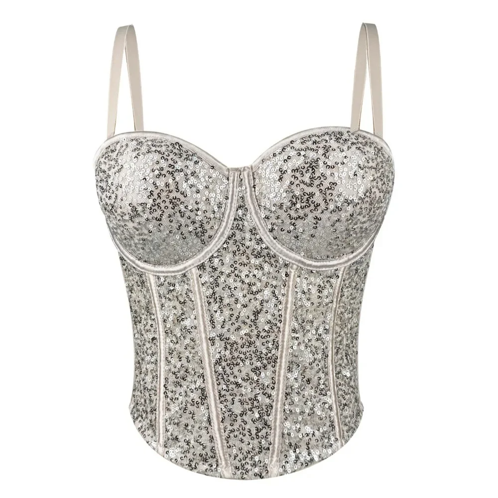 Fashion Clothes Sequin Sexy T-shirts T Shirt Hotsweet Y2k Top Tank Top Women Clothing Camis Tees Party Club Stage Show Corset - Image 5