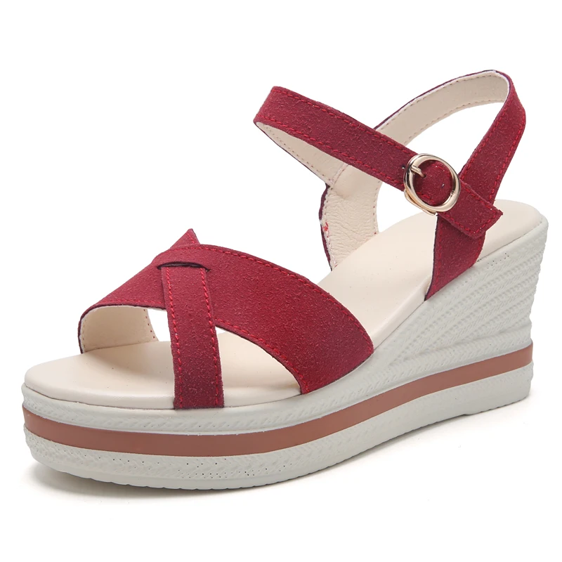 Women's Sandals Mix Color Wedges Heels Sandals Summer 2025 Shoes Woman Heeled Sandals Platform Summer Shoes Women Block Footwear - Image 3