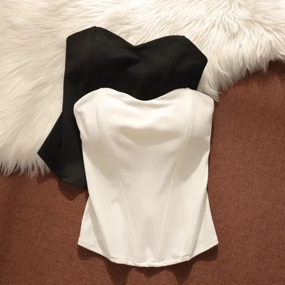 Black Sexy Sleeveless Camis Women Y2K Fashion Slim Zipper Body Shaper Lingerie Summer American Streetwear Crop Tank New