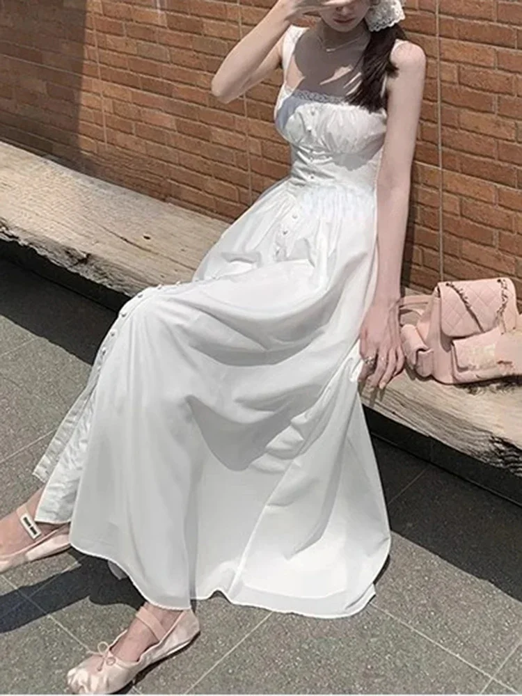 Elegant Women's Retro Printed Medium Length Dress Summer Fashion Beach Party Y2k Slim Fit Women Versatile Lace Suspender Dress - Image 6