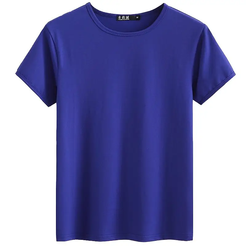 Summer Tops for Men Stretch Half-Sleeve Solid T-Shirt Breathable Round Neck Soldier Green Army  Comfortable and Stylish T-Shirt - Image 5