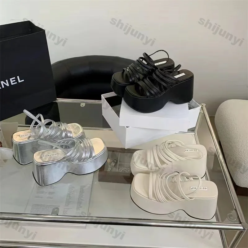 Women's Summer Chunky Heels Sandals New Fashion Strap High Heeled Slippers Woman Black Slip on Casual Platform Sandalias Mujer - Image 6