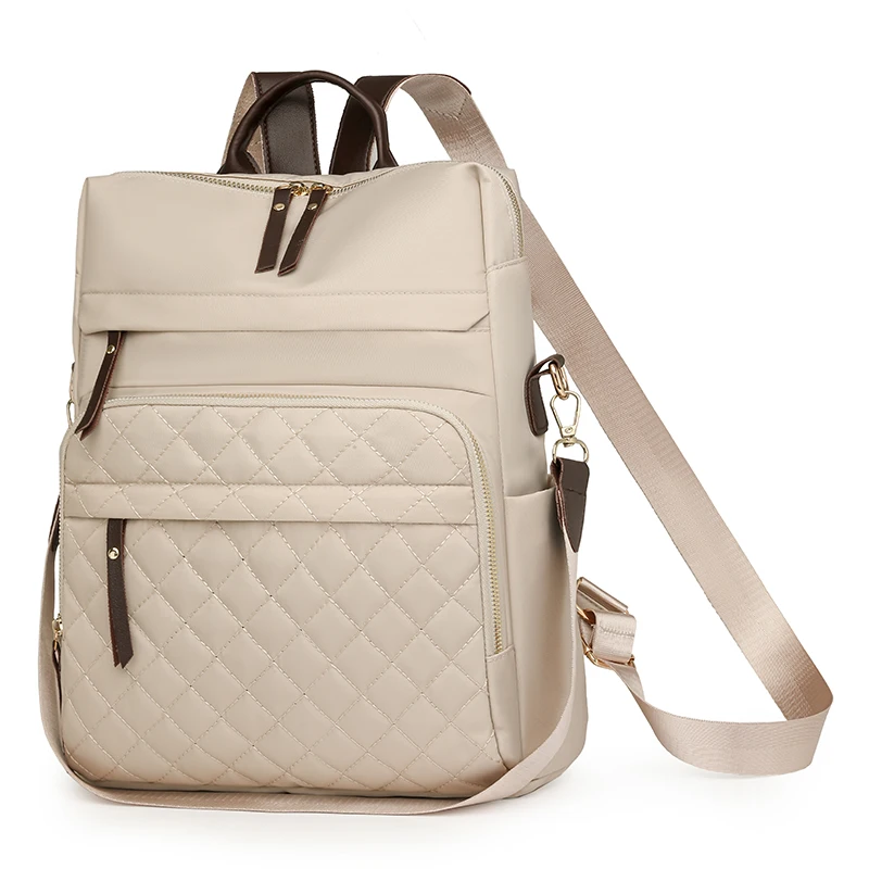 Fashion Plaid Daypack Women Waterproof Nylon Backpack Purse Ladies Large Capacity Book Bag Outdoor Travel Weekend Schoolbags - Image 7