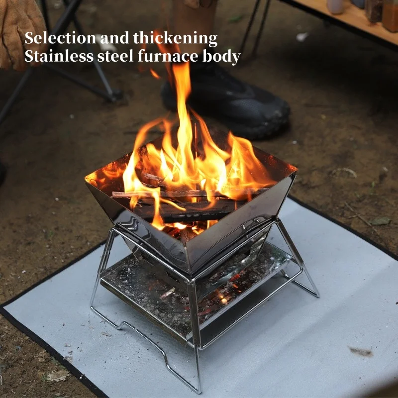 Camping Fire Table Charcoal Barbecue Grill Outdoor Picnic Bonfire Outdoor Portable Folding Barbecue Stove Fire Pit Camping Stove - Image 4