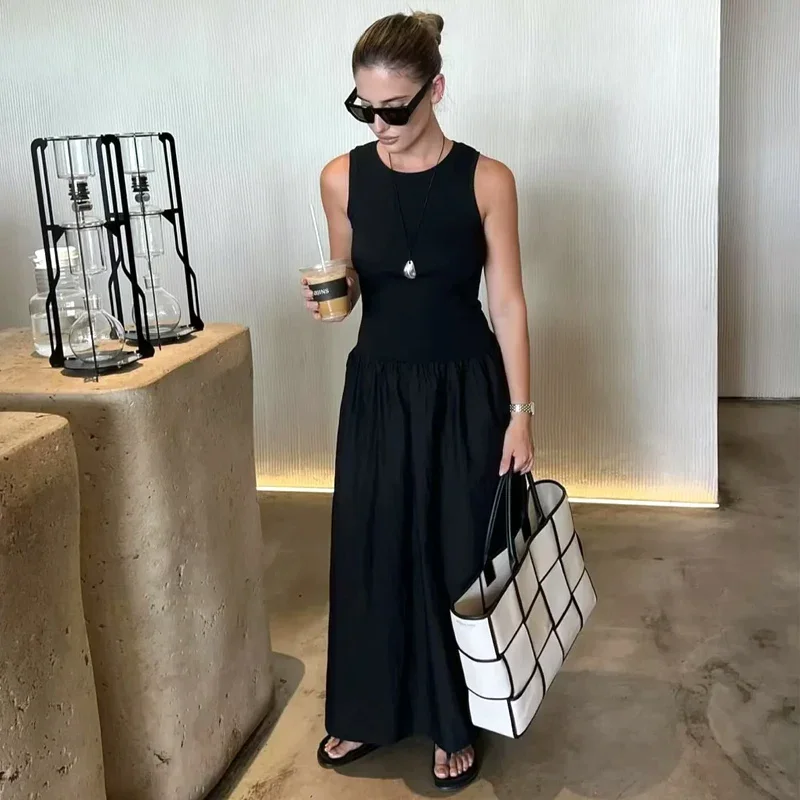 Khaki Elegant Chic Long Dresses 2025 Women's Summer Sleeveless Black Dresses Fashion Casual Party Y2k Dress Vestidos for Female - Image 3
