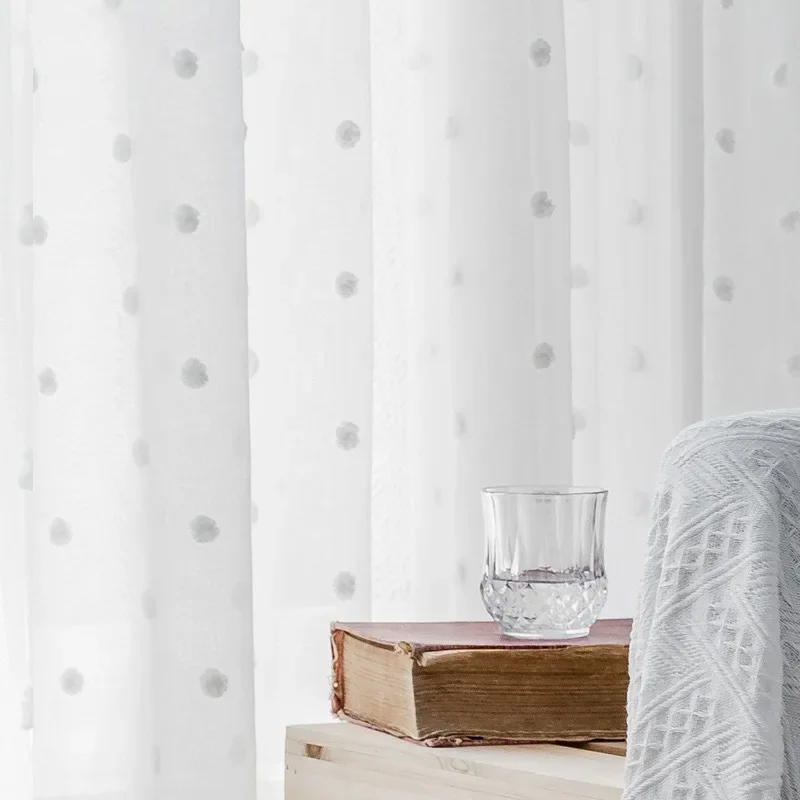 Modern Curtains for Living Dining Room Bedroom Three-dimensional Window Screen Nordic Simple White Wave Point Tulle - Image 7